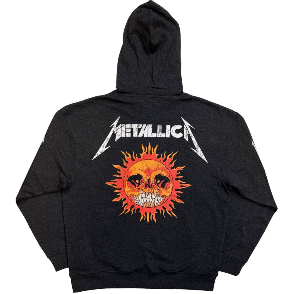 Metallica - Worn Pushead Flaming Skull Hoodie/trui - Grijs